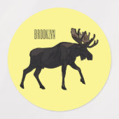 Moose cartoon illustratie labels (Design 1)