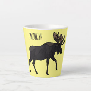 Moose cartoon illustratie latte mok
