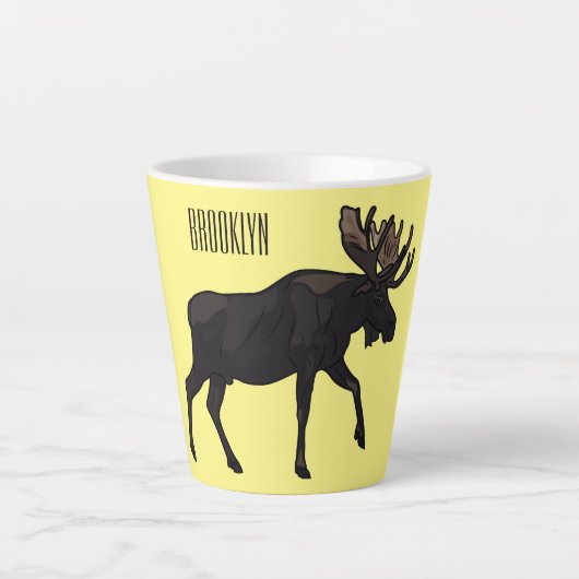 Moose cartoon illustratie latte mok (Voorkant)
