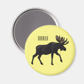 Moose cartoon illustratie magneet (Voorkant / Achterkant)