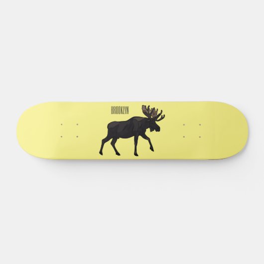 Moose cartoon illustratie persoonlijk skateboard (Horizontaal)