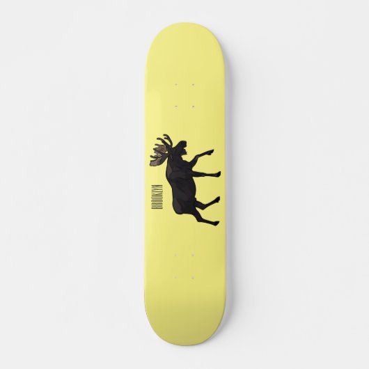 Moose cartoon illustratie persoonlijk skateboard (Voorkant)