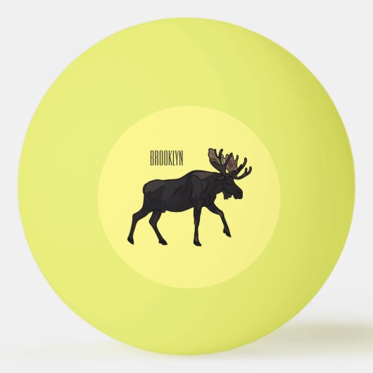 Moose cartoon illustratie pingpongbal (Voorkant)