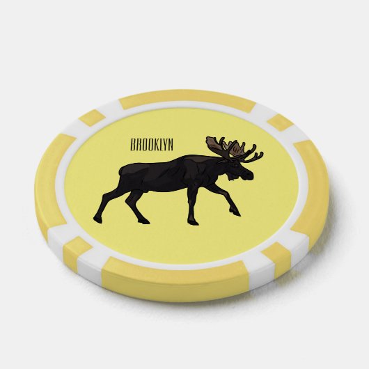 Moose cartoon illustratie poker chips (Enkel)