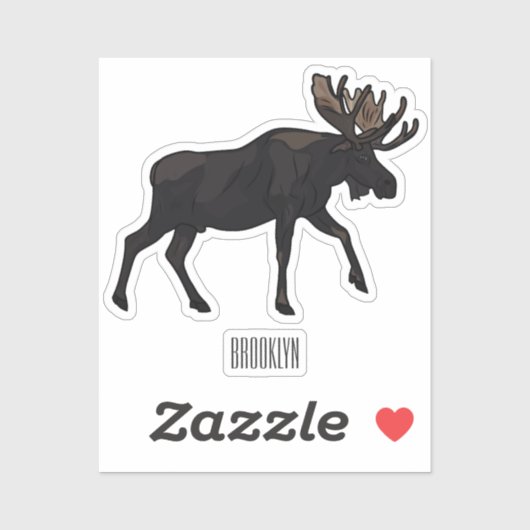 Moose cartoon illustratie sticker (Vel)