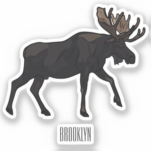 Moose cartoon illustratie sticker (Voorkant)