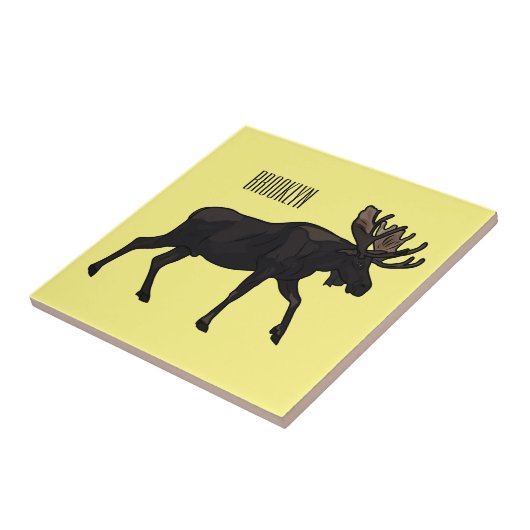 Moose cartoon illustratie tegeltje (Zijkant)