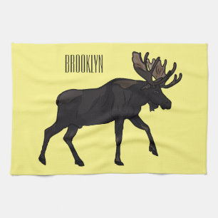 Moose cartoon illustratie theedoek