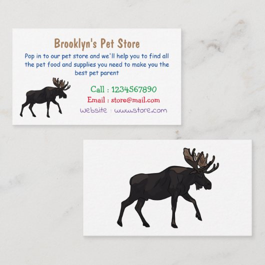 Moose cartoon illustratie visitekaartje (Voorkant / Achterkant)