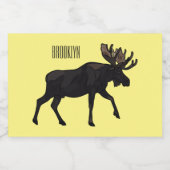 Moose cartoon illustratie voedselcontainer etiket (Enkel label)