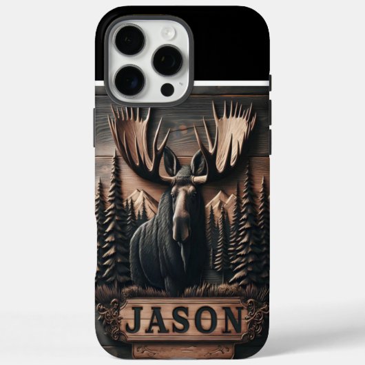 Moose Carving met gepersonaliseerde naam Case-Mate iPhone Case (Achterkant)