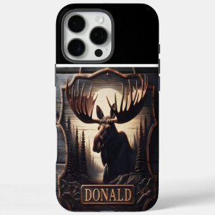 Moose Carving met naam iPhone 16 Pro Max Hoesje