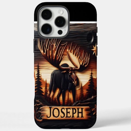 Moose Carving met naam Case-Mate iPhone Case (Achterkant)