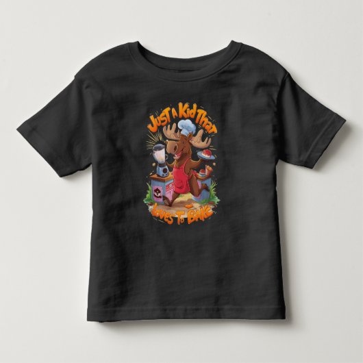 Moose Chef Backing bij de kachel Kinder Shirts (Voorkant)