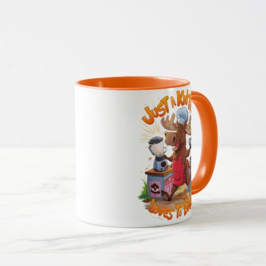 Moose Chef Backing bij de kachel Mok (Voorkant rechts)