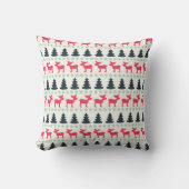 Moose & Christmas Pine Bomen Rustiek Land Chic Kussen (Voorkant)