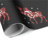 Moose Christmas Red Plaid Buffalo Xmas Santa Hat Cadeaupapier (Rol Hoek)