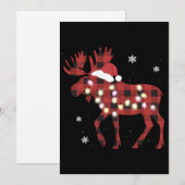 Moose Christmas Red Plaid Buffalo Xmas Santa Hat Feestdagenkaart (Voorkant / Achterkant)