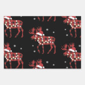 Moose Christmas Red Plaid Buffalo Xmas Santa Hat Inpakpapier Vel (Voorkant)