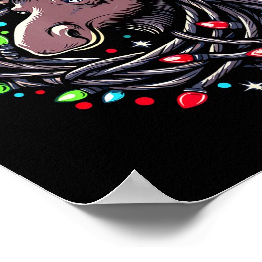 Moose Christmas Santa Hat Lights Moose For Kids Wo Poster (Hoek)