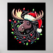 Moose Christmas Santa Hat Lights Moose For Kids Wo Poster (Voorkant)