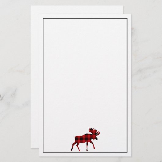 Moose Classic rood zwart plaid Briefpapier (Voorkant / Achterkant)