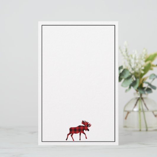 Moose Classic rood zwart plaid Briefpapier (Staand voorkant)