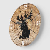 Moose Clock met Wooden Background Grote Klok (Hoek)