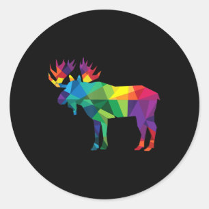 Moose colorful low poly art HUNTING theme hunters Ronde Sticker