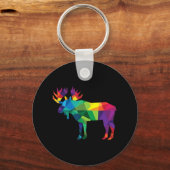 Moose colorful low poly art HUNTING theme hunters Sleutelhanger (Voorkant)