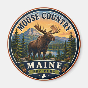 Moose Country Fryeburg Maine Ronde Magneet