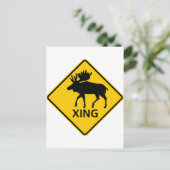 Moose Crossing Highway Sign Briefkaart (Staand voorkant)