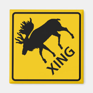 Moose Crossing Highway Sign Magneet