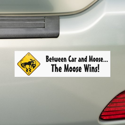 Moose Crossing Sign Bumpersticker (Op auto)