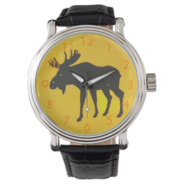Moose Crossing Sign Watch van Leslie Harlow Horloge (Voorkant)