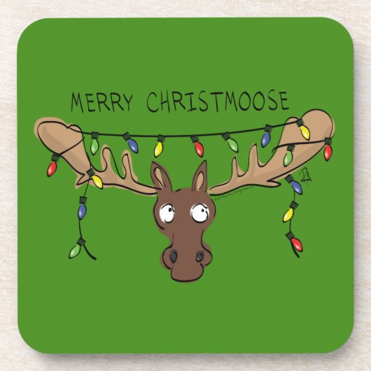 Moose Cute Funny Kerstmis Bier Onderzetter (Voorkant)