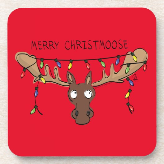 Moose Cute Funny Kerstmis Bier Onderzetter (Voorkant)