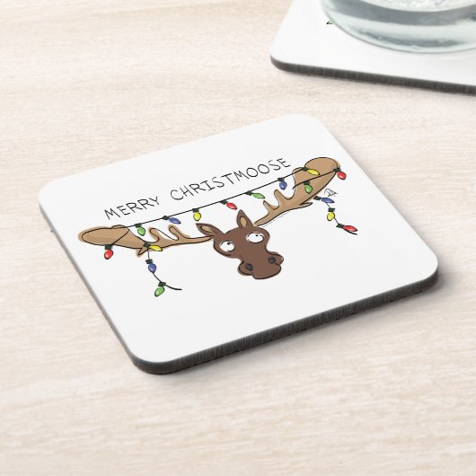 Moose Cute Funny Kerstmis Bier Onderzetter (Linkerzijde)