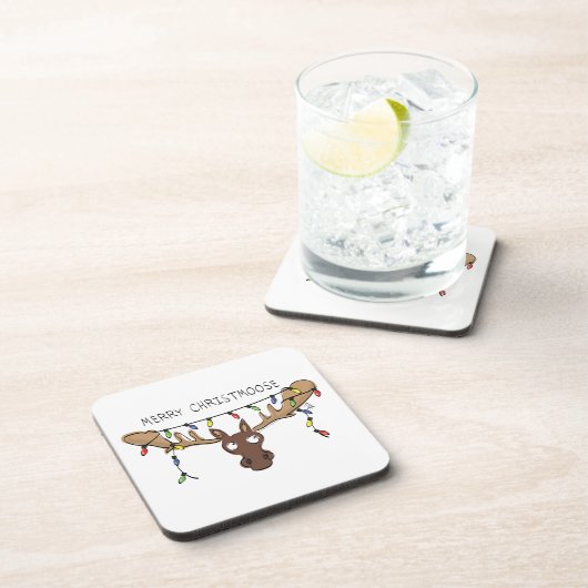 Moose Cute Funny Kerstmis Bier Onderzetter (Rechterzijde)