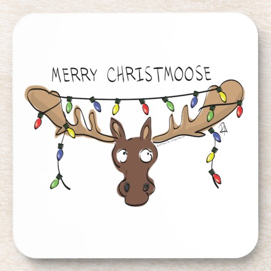 Moose Cute Funny Kerstmis Bier Onderzetter (Voorkant)