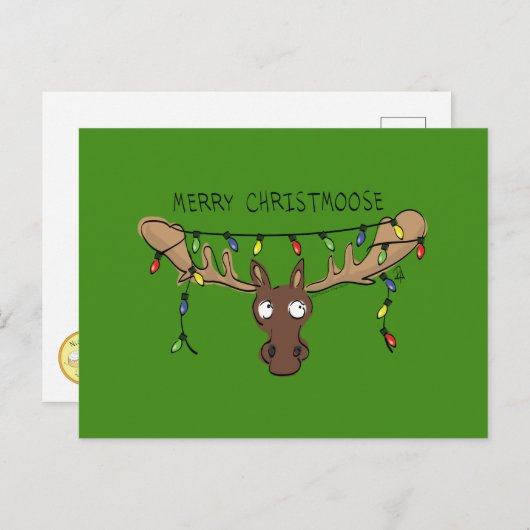 Moose Cute Funny Kerstmis Briefkaart (Voorkant / Achterkant)