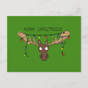 Moose Cute Funny Kerstmis Briefkaart
