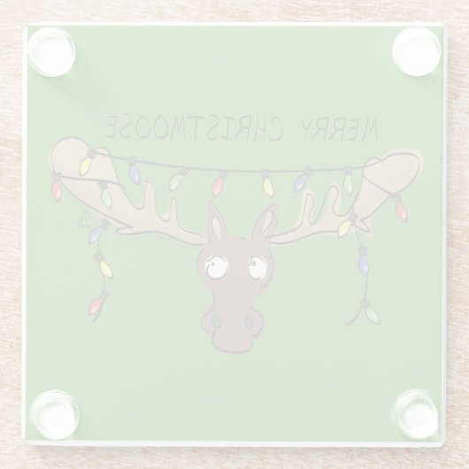Moose Cute Funny Kerstmis Glazen Onderzetter (Achterkant)