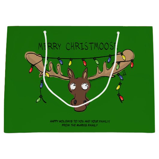 Moose Cute Funny Kerstmis Groot Cadeauzakje (Voorkant)