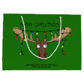 Moose Cute Funny Kerstmis Groot Cadeauzakje (Achterkant)
