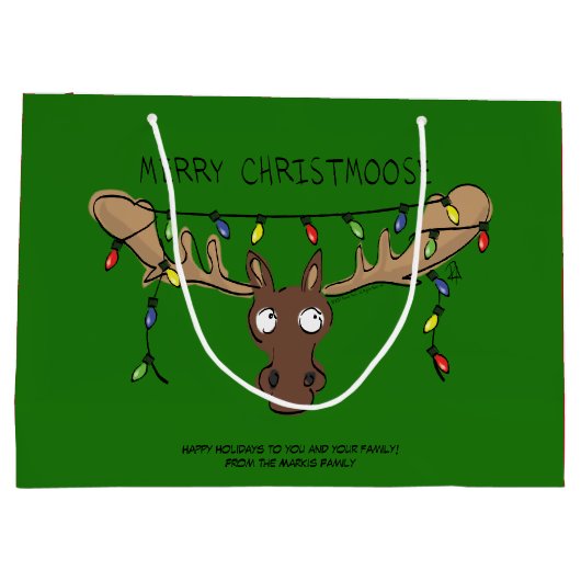 Moose Cute Funny Kerstmis Groot Cadeauzakje (Achterkant)