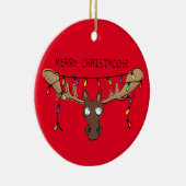 Moose Cute Funny Kerstmis Keramisch Ornament (Rechts)