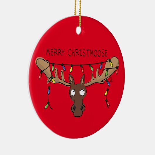 Moose Cute Funny Kerstmis Keramisch Ornament (Rechts)