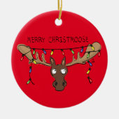 Moose Cute Funny Kerstmis Keramisch Ornament (Voorkant)