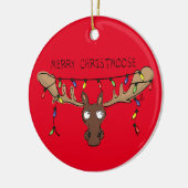 Moose Cute Funny Kerstmis Keramisch Ornament (Links)